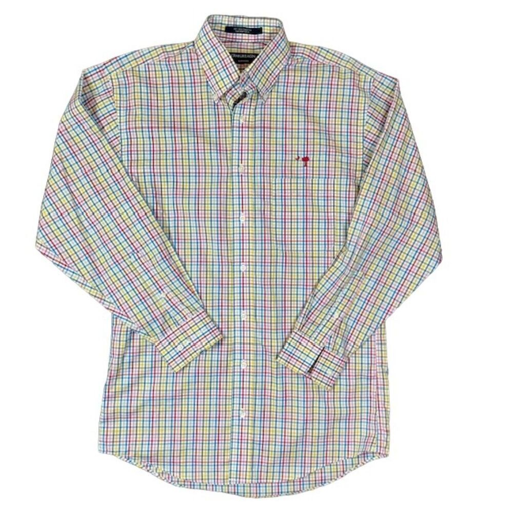 Craig Reagin Multicolor Plaid‎ Button Front Shirt Palmetto Moon Men's Size Small